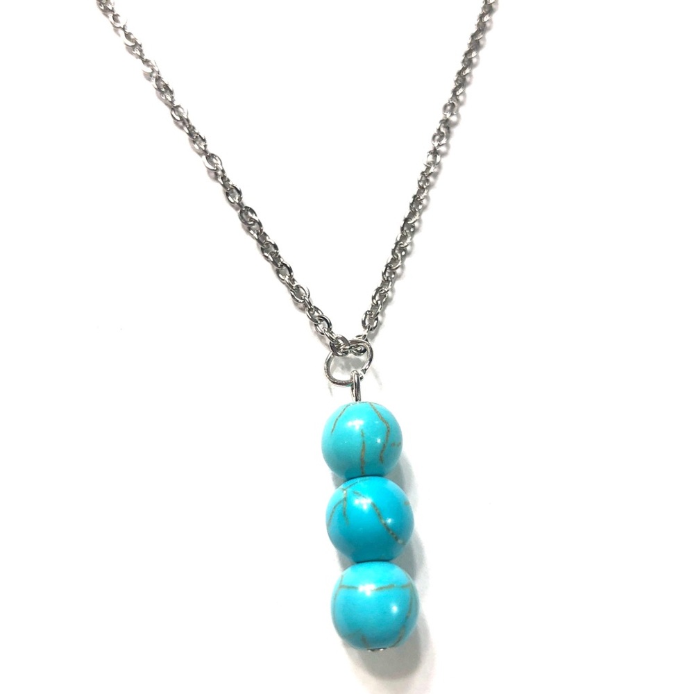 Handmade Turquoise Dyed Howlite Pendant Necklace Women Gift